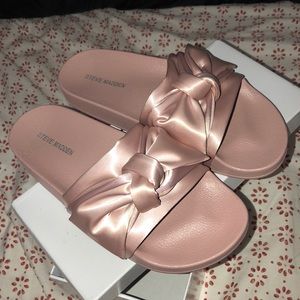 Steve Madden Pink Silk Slides